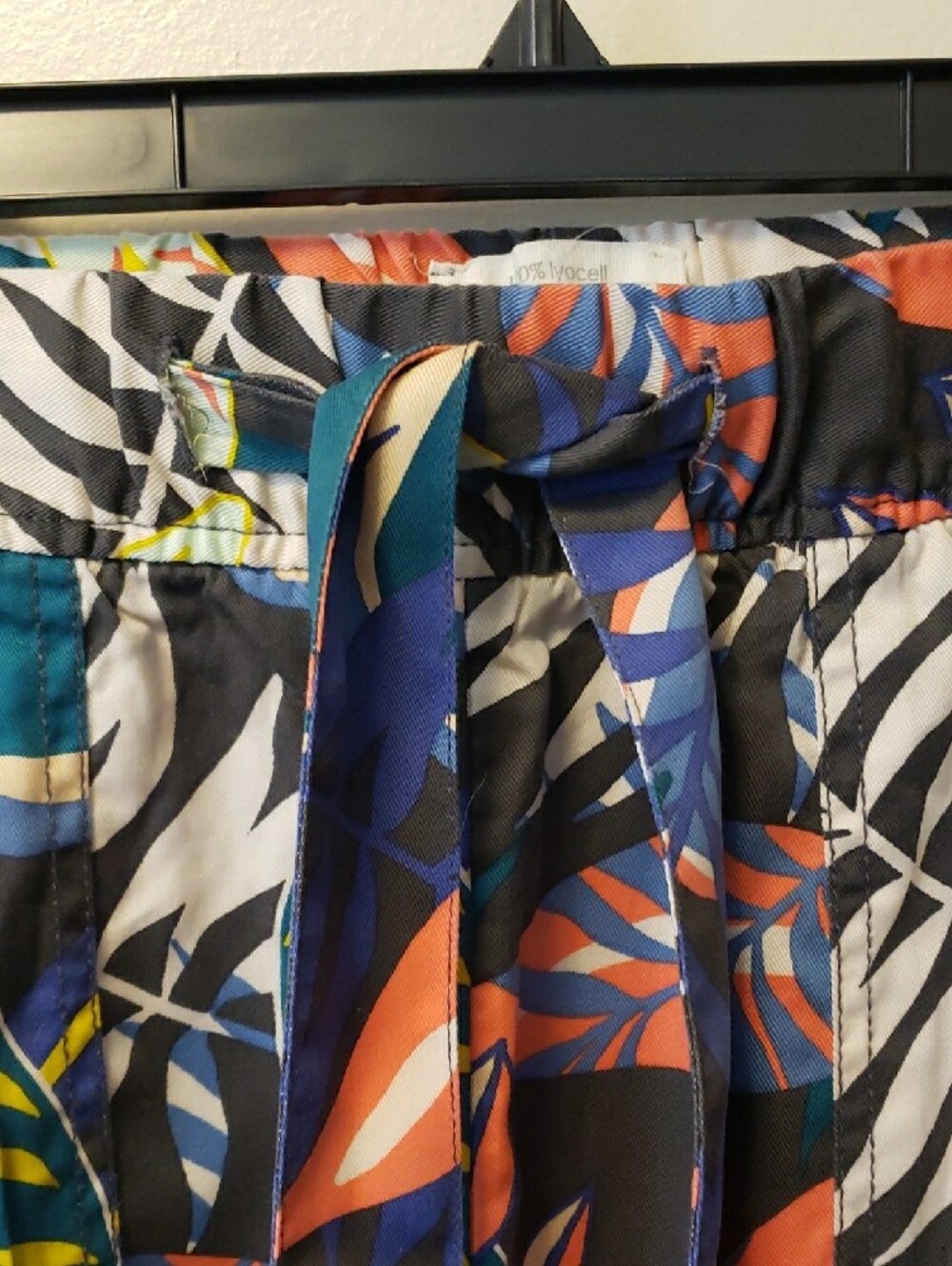 C&C California Tropical Print Drawstring Pants - Blue, Coral, Black - Picture 3 of 9